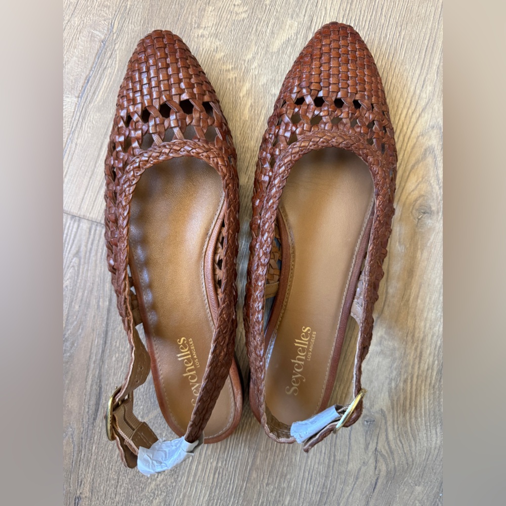 Seychelles Women's Tan Woven Slingback Flats